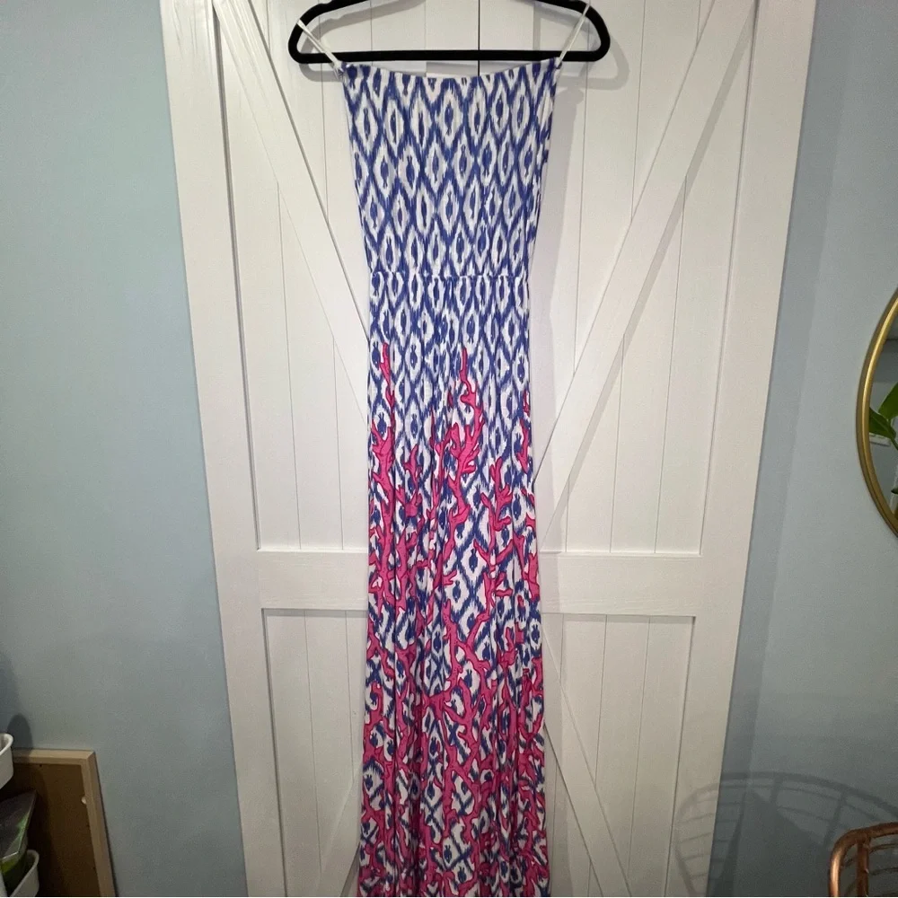 Lilly Pulitzer Marlisa Maxi Dress Iris Blue Deep Dive Little Fish Resort XS - Picture 6 of 6